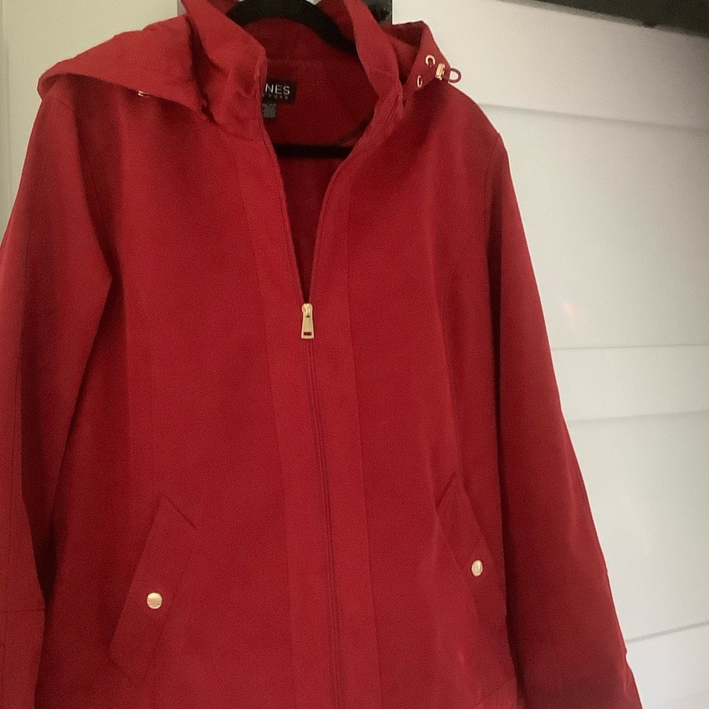 Jones New York Red Hooded Utility Jacket